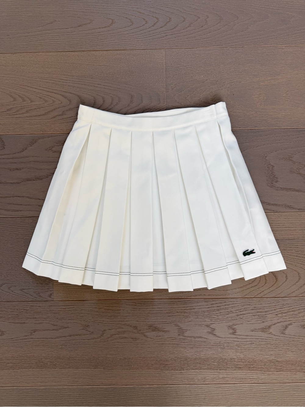 Lacoste White Pleated Skater Tennis Skirt with Croc Logo
